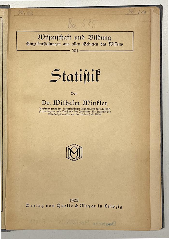 Ba 585 : Statistik (1925)