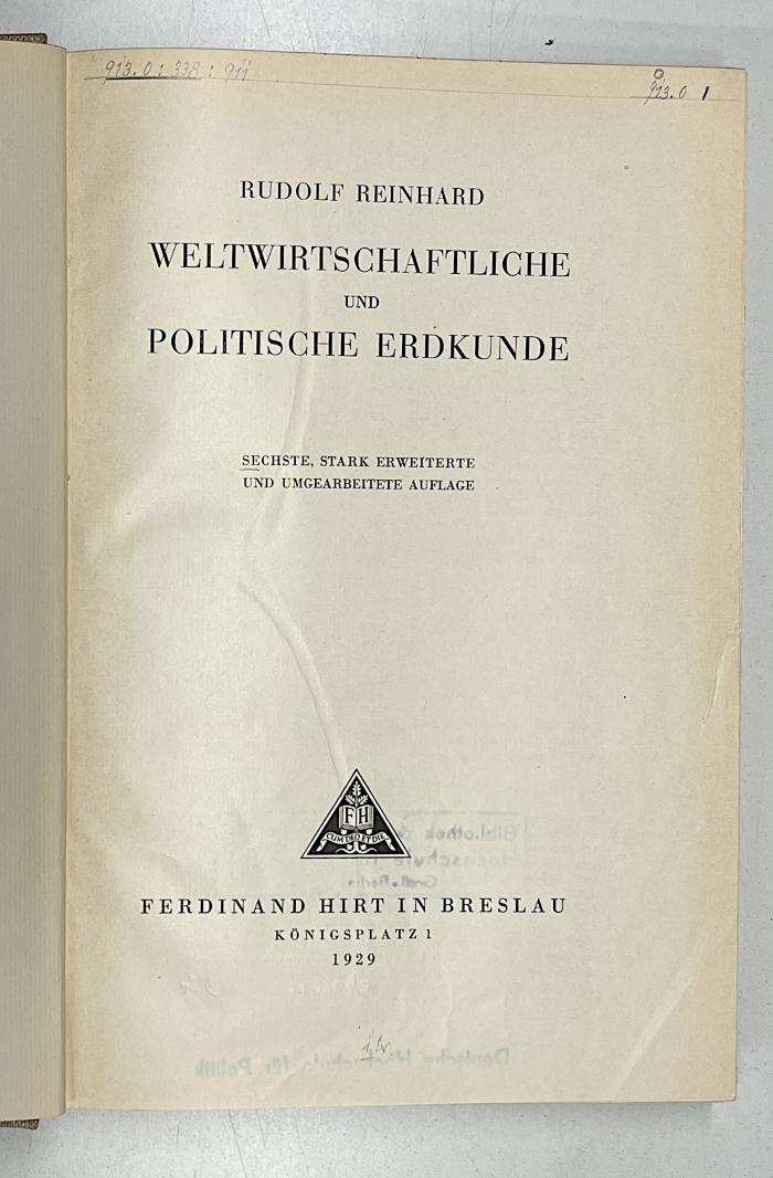 Gc 341 : Weltwirtschaftliche und politische Erdkunde  (1929)