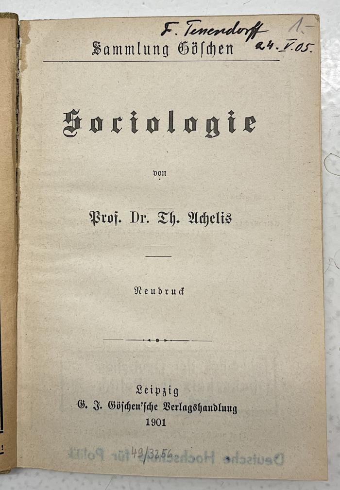 Be 863 : Sociologie (1901)