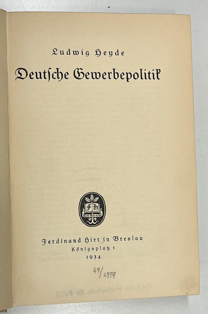 D 821 : Deutsche Gewerbepolitik (1934)