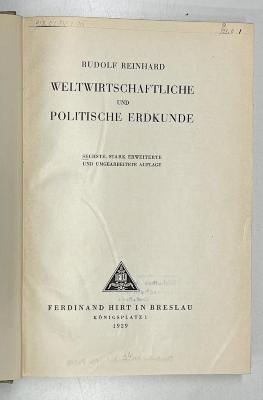 Gc 341 : Weltwirtschaftliche und politische Erdkunde  (1929)