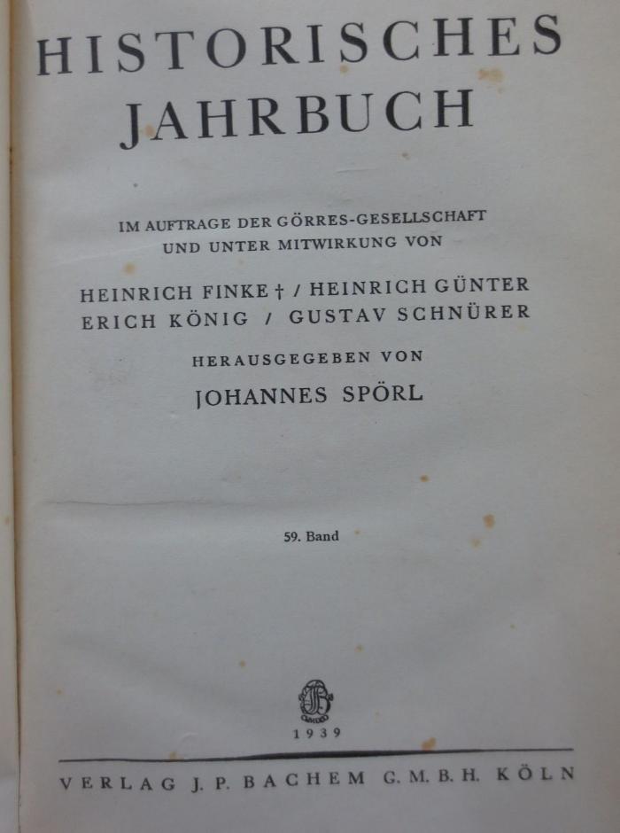Aa 209 59/1939 2.Ex.: Historisches Jahrbuch (1939)