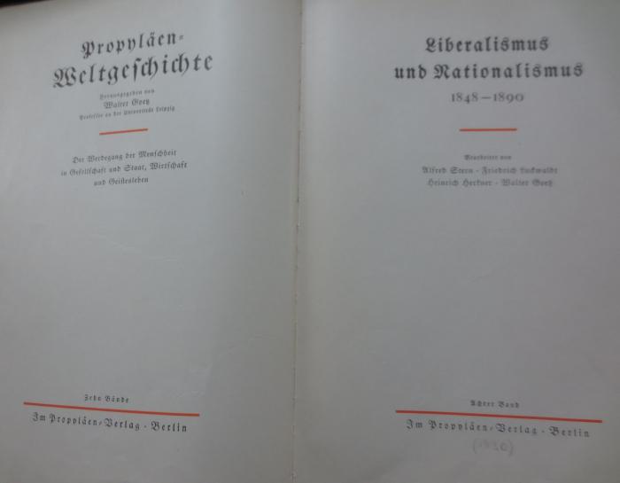 Aa 32 8 3.Ex. Ls: Liberalismus und Nationalismus : 1848 - 1890 (1930)