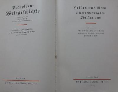 Aa 32 2 3.Ex.: Hellas und Rom : Die Entstehung des Christentums (1931)