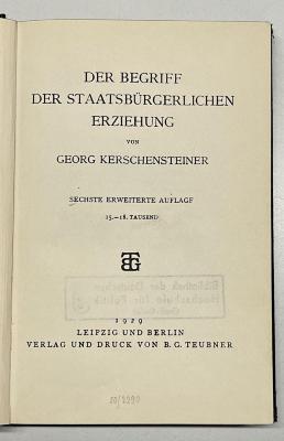 Ba 627&lt;6&gt; : Der Begriff der staatsbürgerlichen Erziehung (1929)