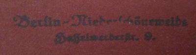  Reichsgesetzblatt (1931);- (Thiel[?], F.[?]), Stempel: Ortsangabe; 'Berlin-Niederschöneweide
Hasselwerderstr. 9.'. 