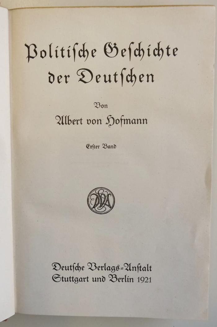 SH 2511-1 : Politische Geschichte der Deutschen. (1921)