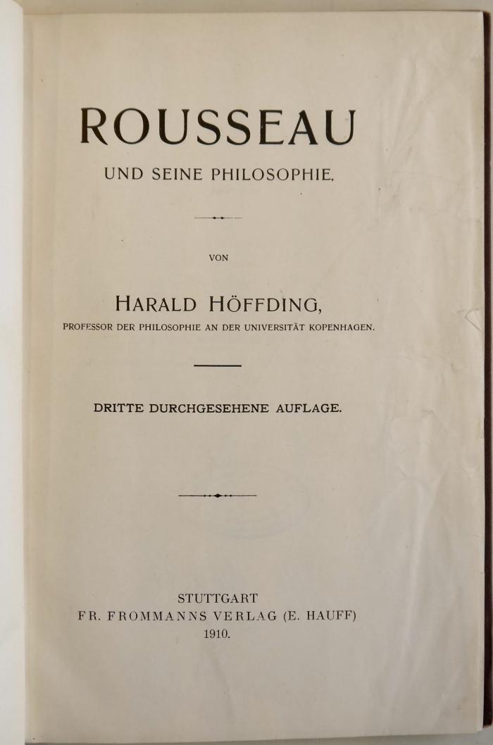 SH 2614 : Rousseau und seine Philosophie (1910)