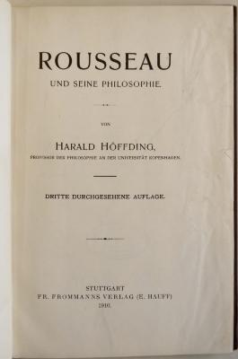 SH 2614 : Rousseau und seine Philosophie (1910)