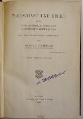 SH 2997 :  Wirtschaft und Recht nach der materialistischen Geschichtsauffassung : eine sozialphilosophische Untersuchung (1914)