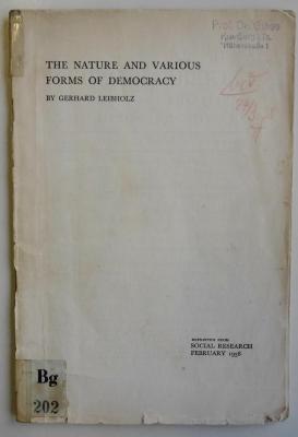 Bg 202 : The nature and various forms of democracy (1938)