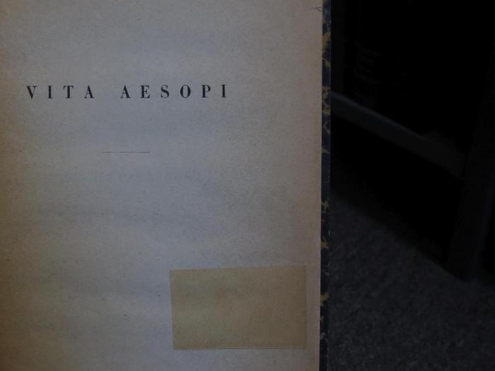 Cn 837: Vita Aesopi (1845);- (unbekannt), Überklebt: . 