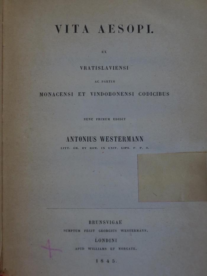 Cn 837: Vita Aesopi (1845);- (unbekannt), Ausschnitt: . 