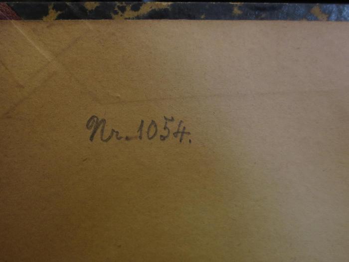 Cn 837: Vita Aesopi (1845);- (unbekannt), Von Hand: Nummer; 'Nr. 1054.'. 
