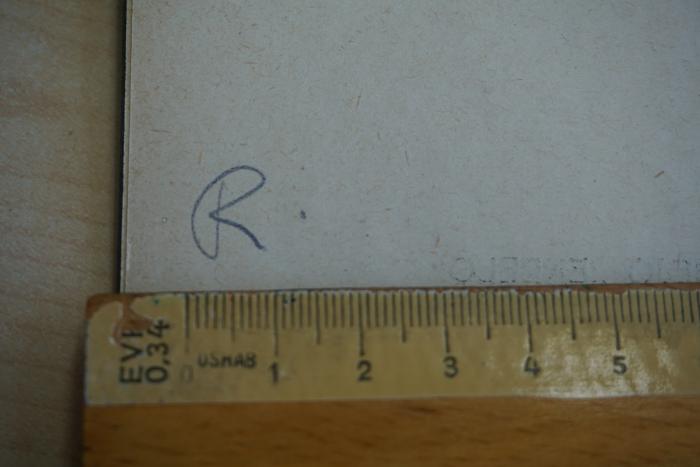 -, Von Hand: Notiz; 'R' (Prototyp)