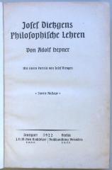 SH 3100 : Josef Dietzgens philosophische Lehren : mit einem Porträt von Josef Dietzgen (1922)