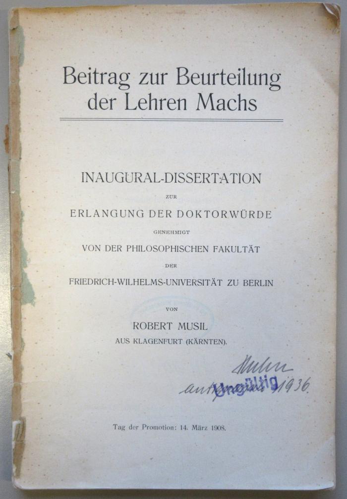 SH 3127 : Beitrag zur Beurteilung der Lehren Machs (1908)
