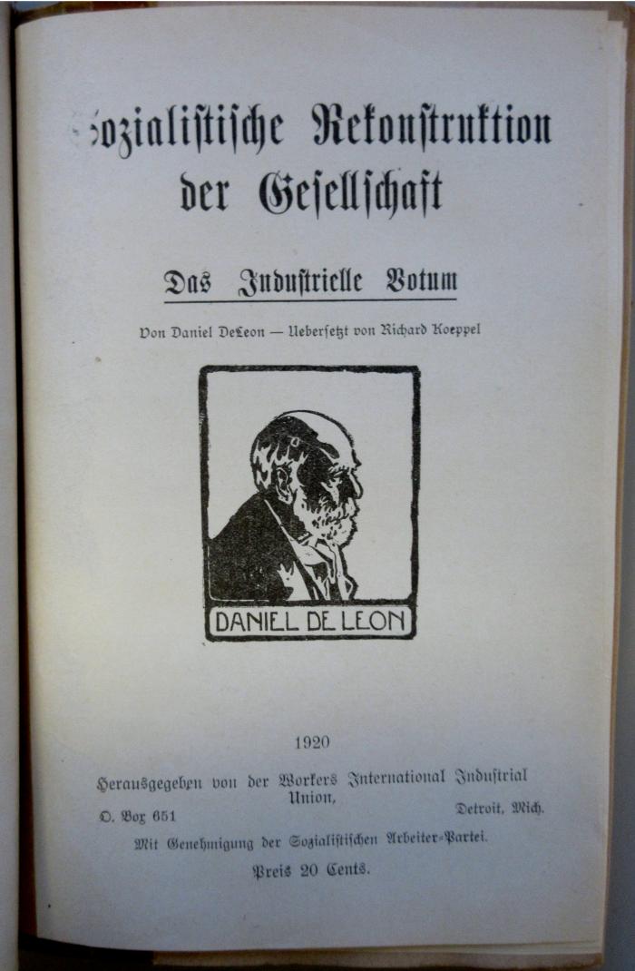 SH 3252 : Sozialistische Rekonstruktion der Gesellschaft : das industrielle Votum (1920)