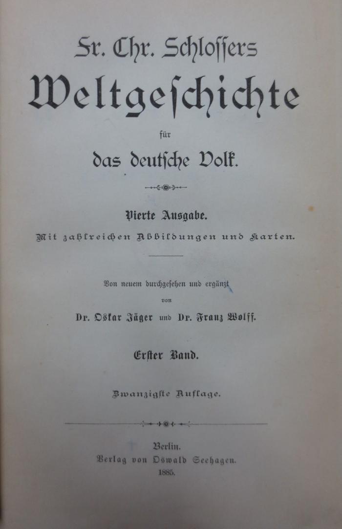 I 435 bo 1-19: Weltgeschichte für das deutsche Volk (1885-1888)