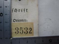 - (Johannis-Loge Zur Markanertreue (Witten)), Etikett: Exemplarnummer; '3532'. 