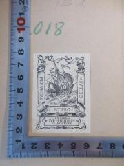 - (Jeidels, Julius H.), Etikett: ; 'PER UNDAS ET PRO CELLAS
EX LIBRIS 
IVL H IEIDELS
FRANCOFURT
P. Halm 1899'.  (Prototyp)