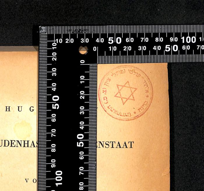 - (Poalei Zion, Vienna), Stempel: Berufsangabe/Titel/Branche, Ortsangabe; 'איחוד עולמי (פועלי ציון (צ.ס.) התאחדות) בוינה'.  (Prototyp)