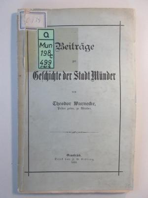 Q-Mun-198c-499-rara : Beiträge zur Geschichte der Stadt Münder (1899)
