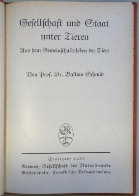 SH 917 : Gesellschaft und Staat unter Tieren : aus dem Gemeinschaftsleben der Tiere (1935)