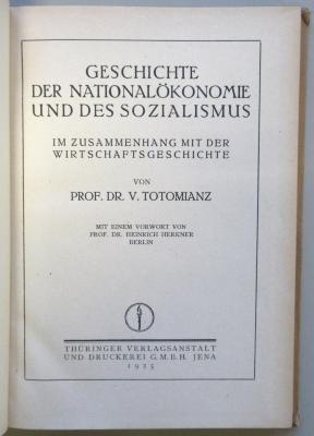 SH 730 : Geschichte der Nationalökonomie und des Sozialismus : im Zusammenhang mit der Wirtschaftsgeschichte (1925)