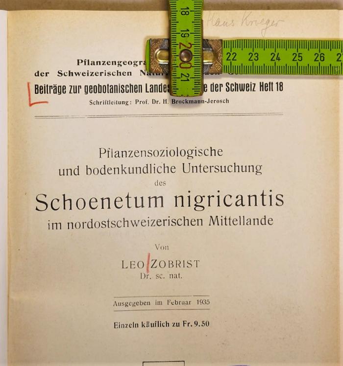 Von Hand - Titelblatt mit Maßen