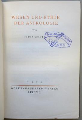 SH 1143 : Wesen und Ethik der Astrologie (1924)
