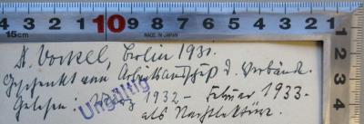 - (Arbeiterausschuss Deutscher Verbände), Von Hand: Name, Ortsangabe, Datum; '(Name unleserlich), Berlin 1931. Geschenkt vom Arbeitsausschuß d. Verbände. Gelesen: März 1932-Februar 1933 als Nachtlektüre'. 