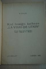 1933 A 11031 : Kiel firmiĝis Kolhozo (La vojo de Lenin) 
 (1931)