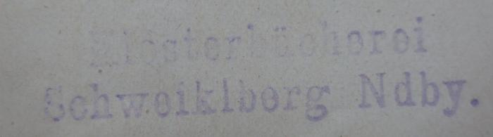 I 566 b: Siegel (1923);- (Benediktinerabtei (Schweiklberg)), Stempel: Berufsangabe/Titel/Branche, Ortsangabe; 'Klosterbücherei Schweiklberg Ndby.'.  (Prototyp)