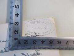 - (Ermisch, Hubert Dr.), Stempel: Name, Ortsangabe; 'Dr. Hubert Ermisch 
Dresden-N. 
Angelikastrasse 5'.  (Prototyp)