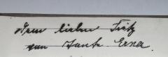 - ([?], Fritz;[?], Erna), Von Hand: Widmung; 'Dem lieben Fritz von Tante Erna.'. 