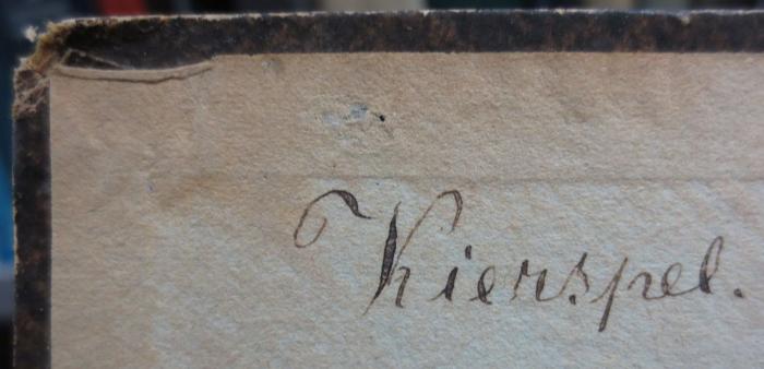 Ab 451: Cornelii Nepotis Vitae (1878);- (Kierspel, [?]), Von Hand: Name; 'Kierspel.'. 