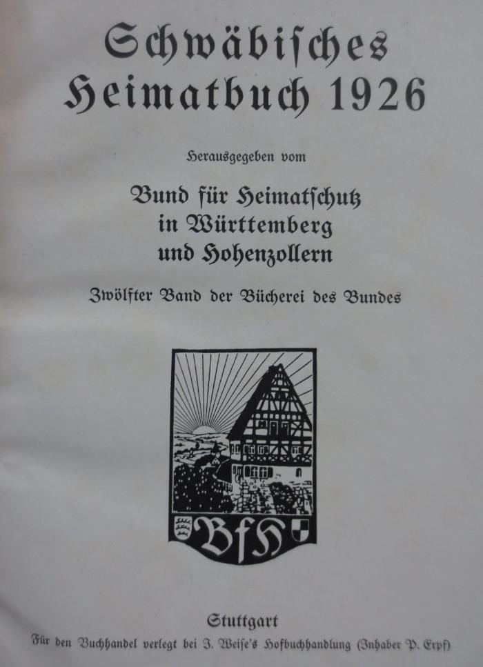 Bk 548 1926: Schwäbisches Heimatbuch 1926 (1926)