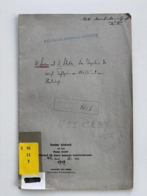 S 55 Cl 3 : Das Verzeichnis der königl. Tafelgüter von 1064/65 und seine Handschrift  (1919)