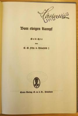 Sp 323 : Vom ewigen Kampf : Gedichte (1929)
