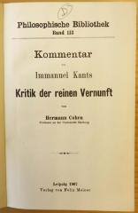 SH 617 : Kommentar zu Immanuel Kants Kritik der reinen Vernunft (1907)