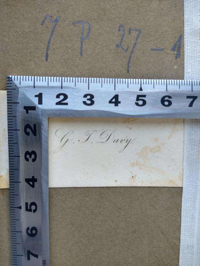 - (Davy, G. T.), Etikett: Name, Exlibris; 'G. T. Davy'.  (Prototyp)
