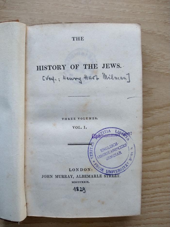 7 P 27-1 : The history of the Jews. 1 (1829)
