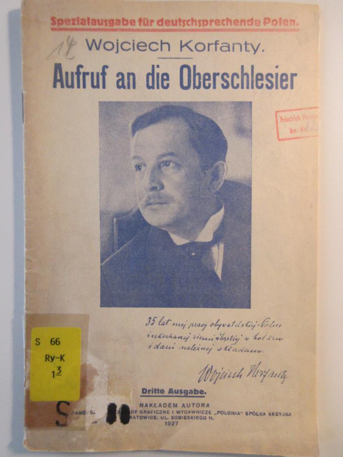 S 66 Ry-K 1&lt;3&gt; : Aufruf an die Oberschlesier (1927)