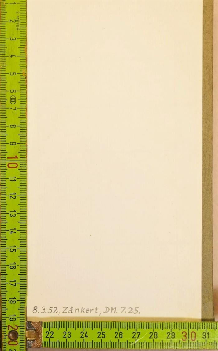 - (Zänkert), Von Hand: Buchbinder; '8.3.52, Zänkert, DM. 7.25.'. 