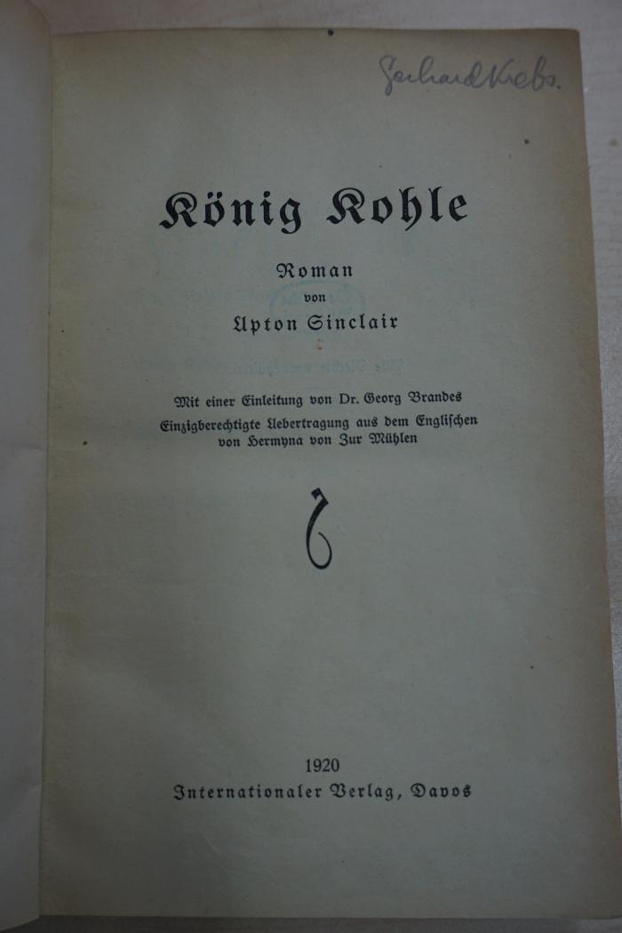 1933 A 13527 : König Kohle 
 (1920)