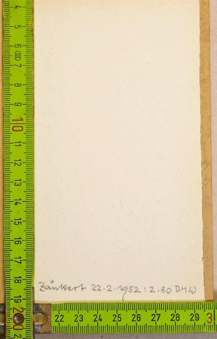 - (Zänkert), Von Hand: Buchbinder; 'Zänkert 22.2.1952: 2.80 DMW'. 