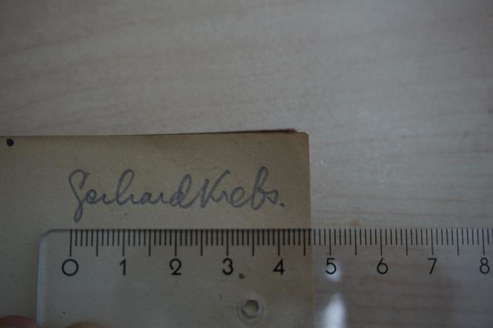 - (Krebs, Gerhard), Von Hand: Name; 'Gerhard Krebs'. 