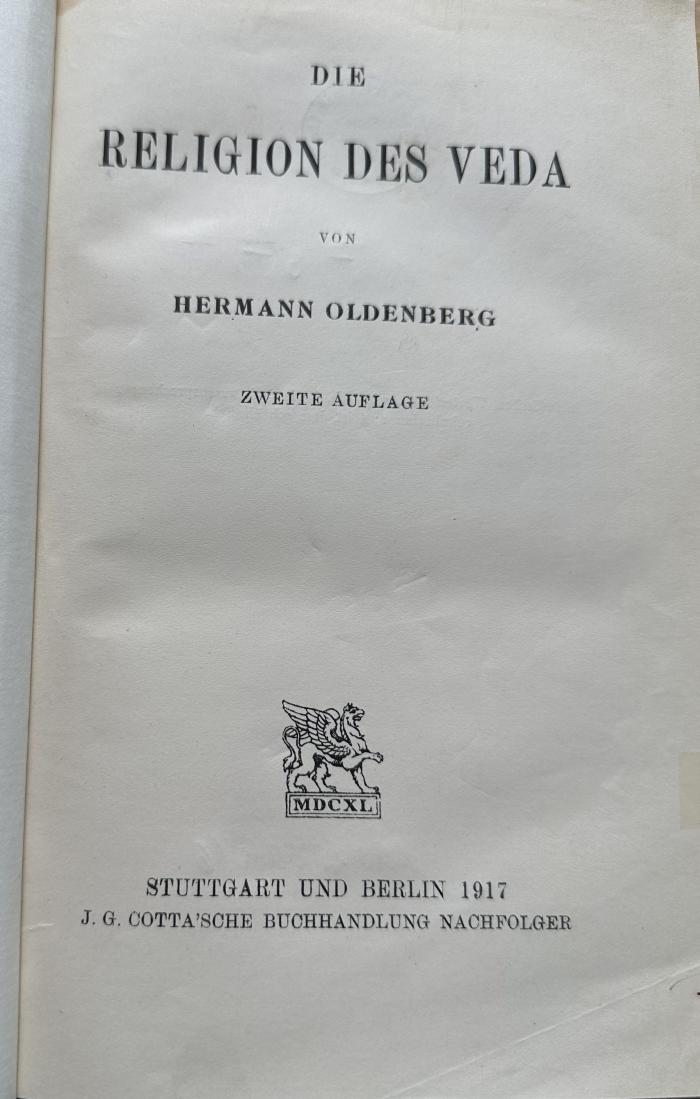 1 P 3&lt;2A&gt; : Die Religion des Veda (1917)