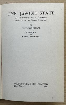 1 P 17 : The Jewish state : an attempt at a modern solution of the Jewish question (1943)